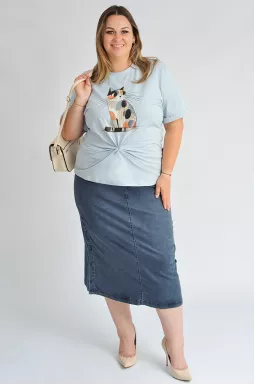 Юбка миди с функциональными кнопками по бокам больших размеров