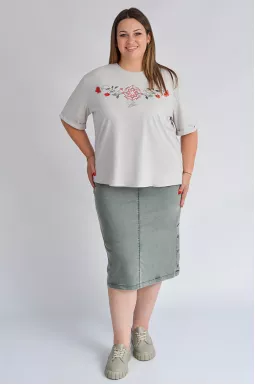 Юбка миди с боковыми разрезами на кнопках больших размеров