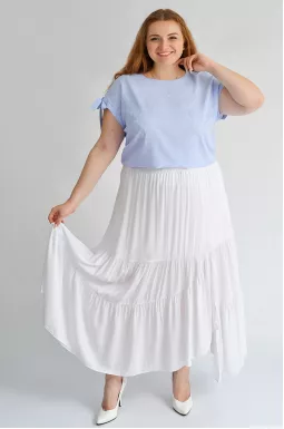 Спідниця максі у білому кольорі з під'юбником великих розмірів