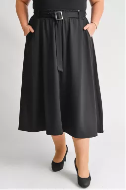 Елегантна спідниця в чорному кольорі з поясом великих розмірів