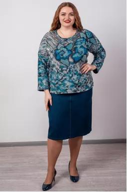 Джинсовая юбка синего цвета с карманами сзади больших размеров