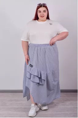 Спідниця максі з асиметричним низом у смужку великих розмірів