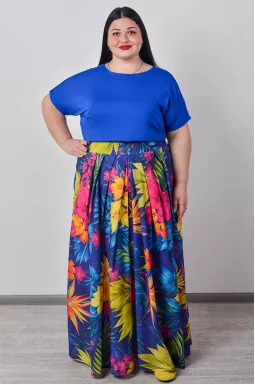 Спідниця максі  з яскравим малюнком та декоративним поясом великих розмірів