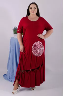 Длинное платье с коротким рукавом супер батал