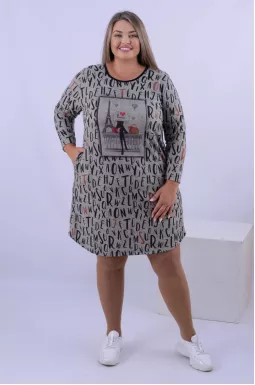 Платье с принтом мини батал
