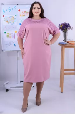 Платье миди с гипюровой вставкой супер батал