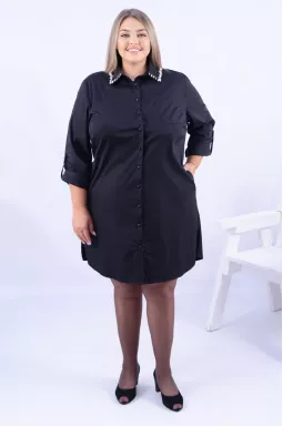 Сукня міні з декором на комірі супер батал