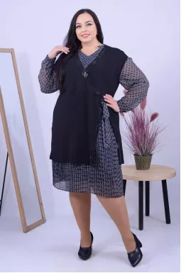 Стильна сукня-двійка з прикрасою батал