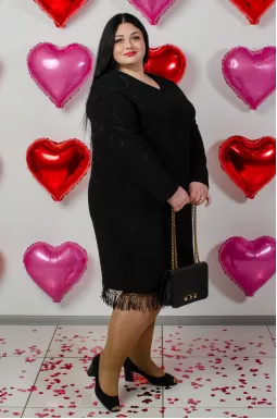 Платье мини с декорированной спиной супер батал