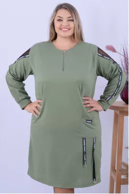 Сукня міді з сіткою та принтом батал