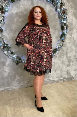 Платье миди с гипюром супер батал