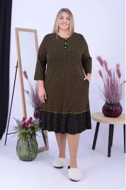 Платье домашнее миди в мелкий горошек батал