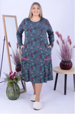 Домашнее платье миди с принтом батал