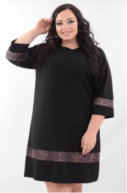 Платье миди декорировано леопардовыми вставками батал