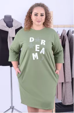 Сукня міді з кишенями та яскравим малюнком батал