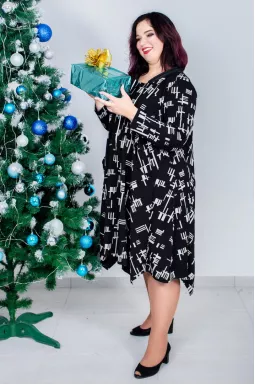 Платье трапеция с геометрическим принтом батал