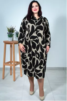 Сукня міді з коміром та принтом арабески батал