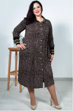 Сукня на ґудзиках з леопардовим принтом батал