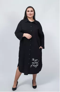 Сукня на ґудзиках з принтом і написом батал