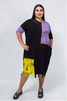 Сукня з кольоровими вставками батал