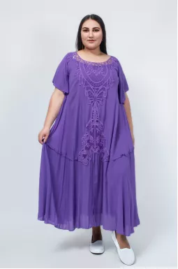 Сукня міді трапеція з жатки в яскравому кольорі батал