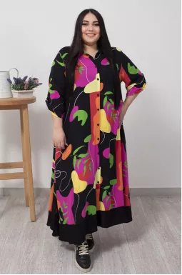 Сукня довга в яскравий принт батал