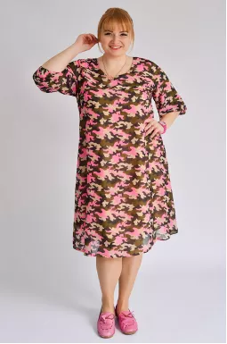 Легка шифонова сукня в принт супер батал