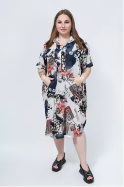 Яскрава штапельна сукня з капюшоном супер батал