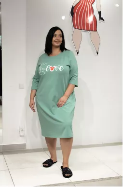 Платье домашнее трикотажное с принтом супер батал