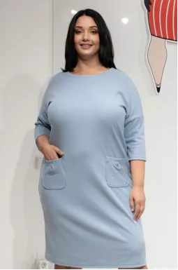 Сукня домашня рубчик з кишенями супер батал