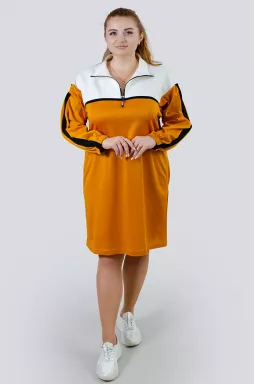 Яскрава сукня з коміром на блискавці батал