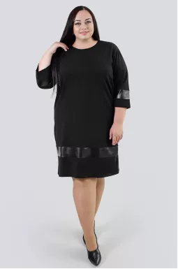 Сукня міні з декором із еко шкіри супер батал