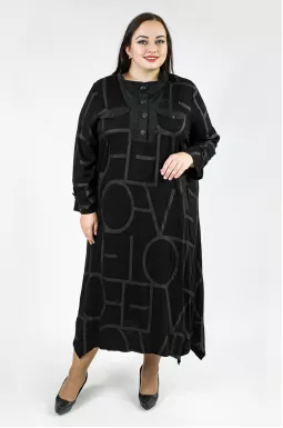 Сукня з ґудзиками в геометричний принт супер батал