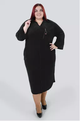 Махровое платье миди с украшением батал