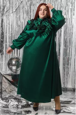 Вишукана сукня декорована об'ємними квітами батал