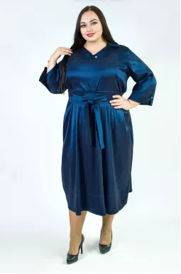 Котонова сукня з поясом і прикрасами батал