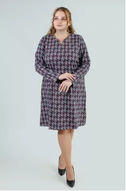 Твідова міні сукня в принт гусяча лапка батал