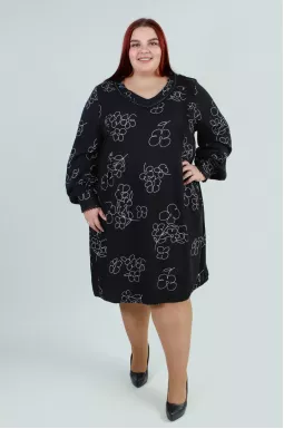 Элегантное мини платье в принт с кружевом и стразами супер батал