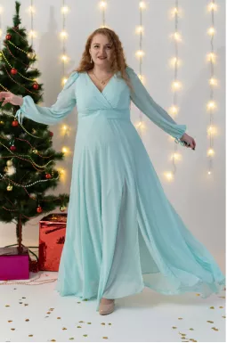 Вечернее шифоновое платье макси супер батал