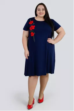  Платье с маками больших размеров