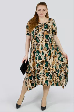 Сукня міді в яскравий принт великих розмірів