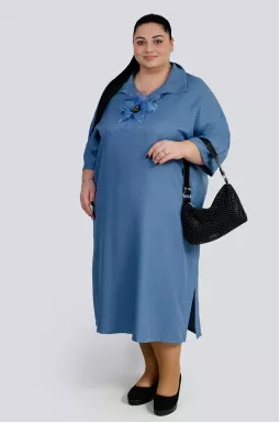 Платье миди с украшением-цветком больших размеров