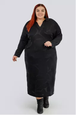 Вишукана чорна сукня міді з прикрасою великих розмірів