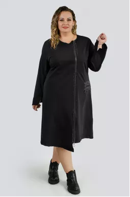 Чорна сукня міді з блискавками та стразами великих розмірів