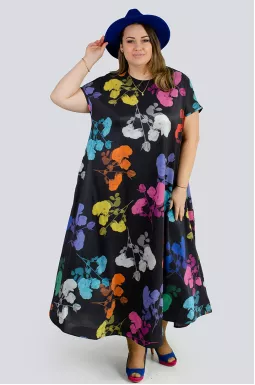 Сукня максі в яскравий принт великих розмірів