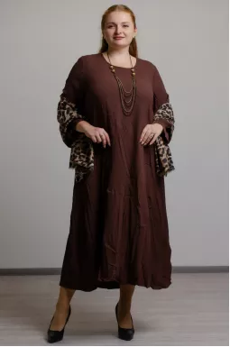 Роскошное платье макси с леопардовым шарфом больших размеров