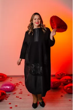 Стильна сукня міді із двунитки та плащівки великих розмірів