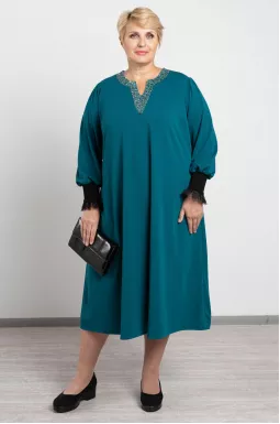 Сукня міді з мереживом і бісером великих розмірів