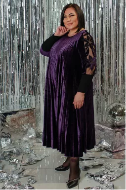 Сукня велюрова з мереживом великих розмірів