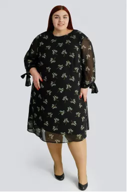 Сукня міді шифонова в принт великих розмірів